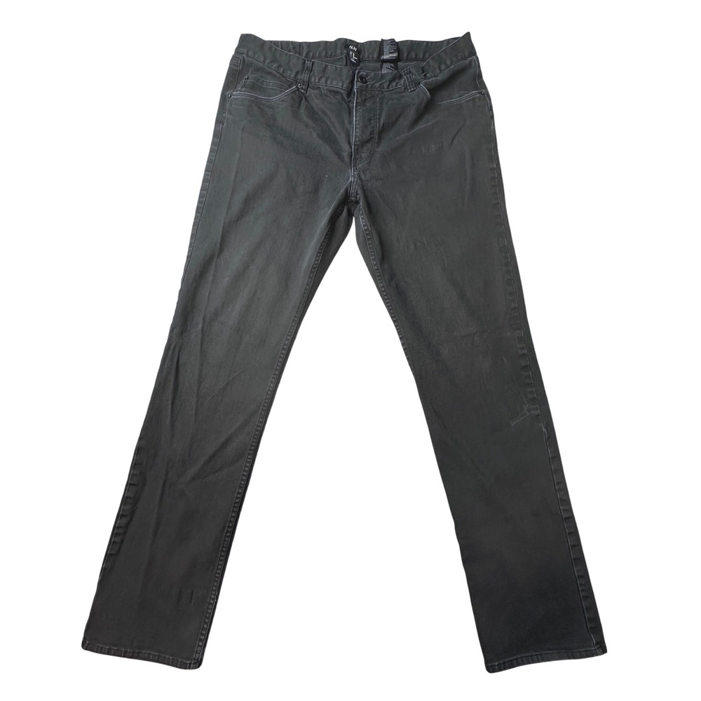 H&M Jeans Mens 36x30 Black Straight Leg Cotton Blend Stretch Casual Classic